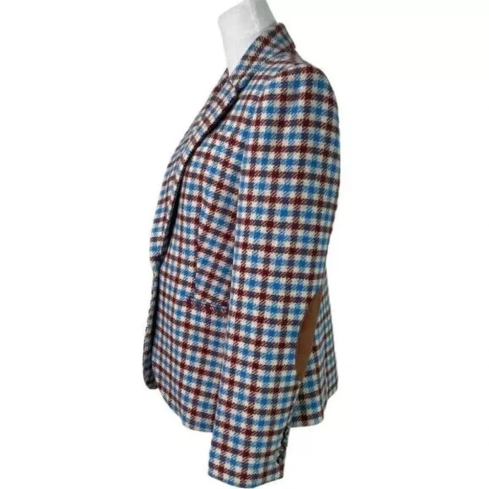 J.Crew plaid elbow patch Campbell blazer plaid houndstooth RARE - Picture 7 of 10